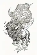 Bison facing a thunderstorm tattoo design idea