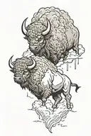 Bison facing a thunderstorm tattoo design idea