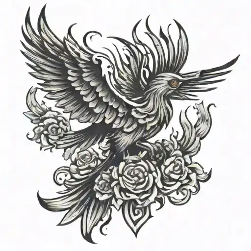 Phoenix bird with ar15   tattoo design idea