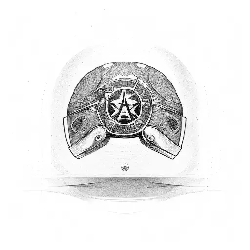 A motorbike helmet with Jiu Jitsu symbols and a blackwork background tattoo design idea