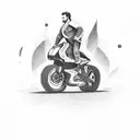 A teacher in a Jiu Jitsu gi riding a motorbike tattoo design idea