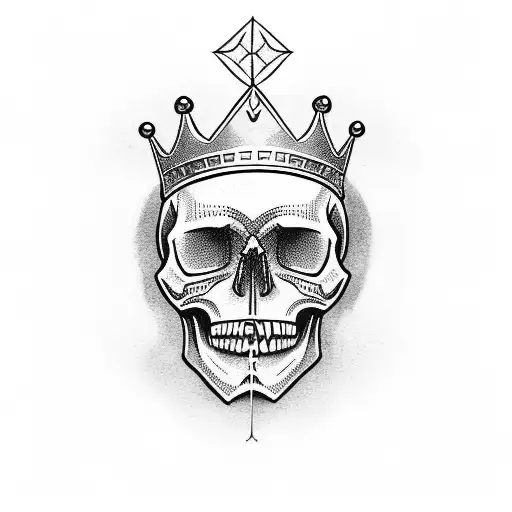 skull with crown side view tattoo design idea