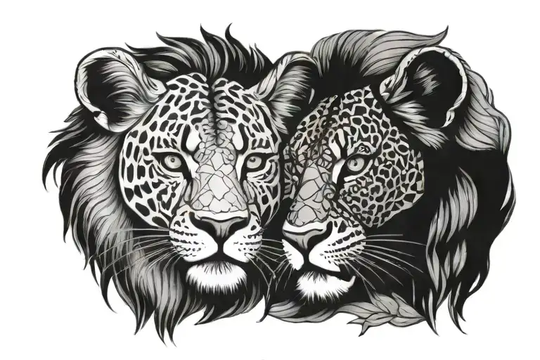 saying eyes combined Simba and friend tattoo design idea