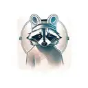 A portrait of a raccoon wearing a cowboy hat tattoo design idea