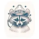 A portrait of a raccoon wearing a cowboy hat tattoo design idea