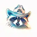 A realistic portrait of a raccoon wearing a cowboy hat tattoo design idea