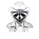 A realistic portrait of a raccoon wearing a cowboy hat tattoo design idea