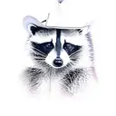A realistic portrait of a raccoon wearing a cowboy hat tattoo design idea