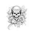 Mariachi,skeleton, flowers, playing on guitar tattoo design idea