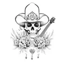 Mariachi,skeleton, flowers, playing on guitar tattoo design idea