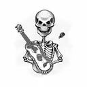 Mariachi,skeleton, flowers, playing on guitar tattoo design idea