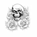 Mariachi,skeleton, flowers, playing on guitar tattoo design idea