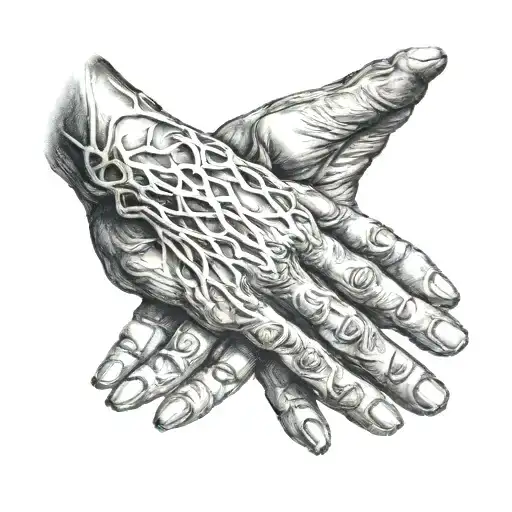 gods hands reaching tattoo design idea
