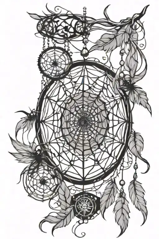 spider web dream catcher entangled in a beautiful tattoo design idea
