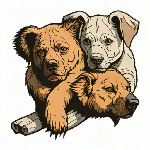 Labrador retriever face, koala face, and elephantface  stacked on top of each other  tattoo design idea