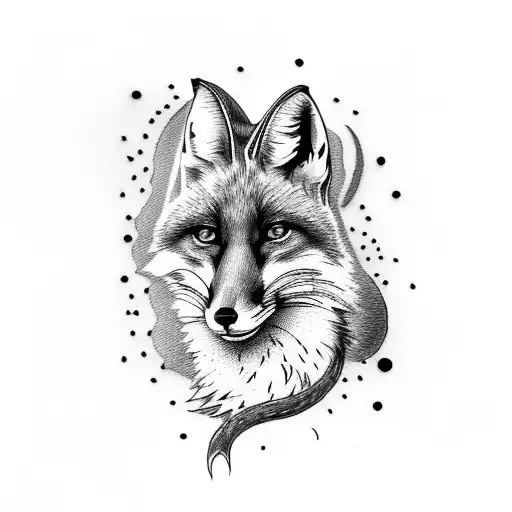 fox with skull tattoo design idea
