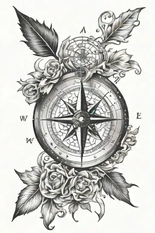 compass wind rose elements wind water fire as a symbol of the human spirit family friends love success tattoo design idea