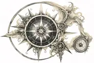 wind rose compass wind fire water no fear tattoo design idea