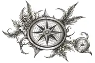 wind rose compass wind fire water no fear tattoo design idea