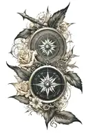 compass wind rose elements wind water fire how family friends love success tattoo design idea