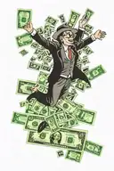 4 $100 bills in a spread surrounded by money is loyal  tattoo design idea