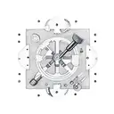 A minimalist sketch of a drill, hammer, and spanner arranged in a circular pattern, showcasing your favorite tools as an orthopedic surgeon. tattoo design idea