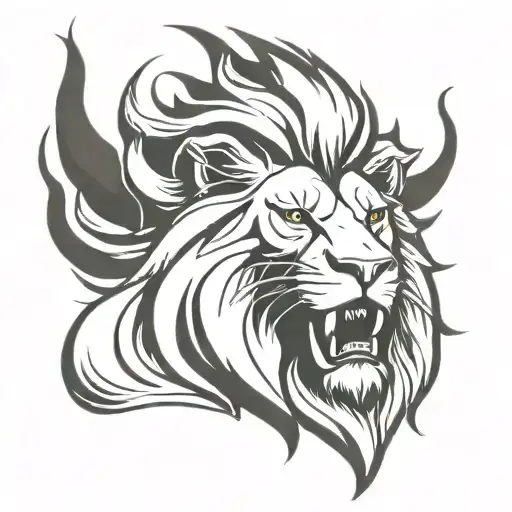 lion face, mane made of fire tattoo design idea