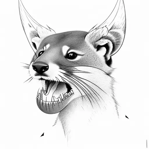 the marten animal looks like an American marine with a military look in battle, holds an M4 rifle and has a helmet on hi tattoo design idea