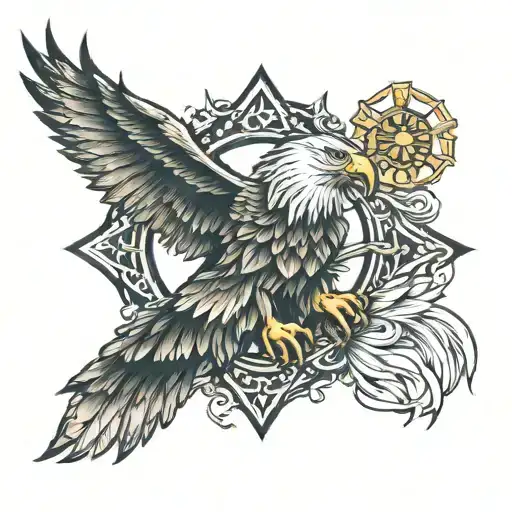 eagle, religious, lion, dog paw print tattoo design idea