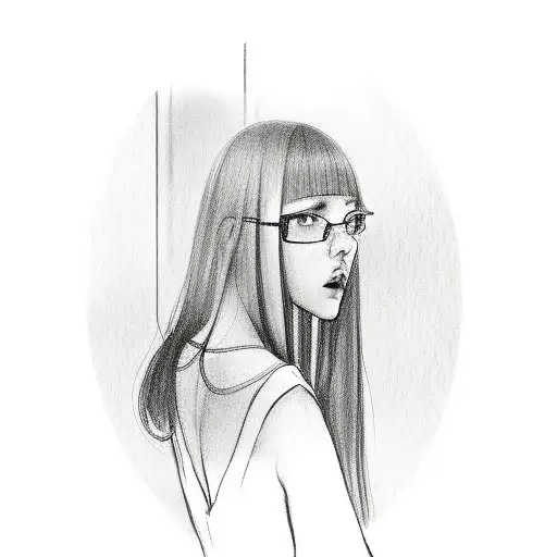 girl standing in front of mirror tattoo design idea