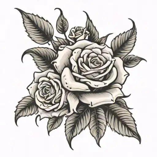 concrete roses growing tattoo design idea