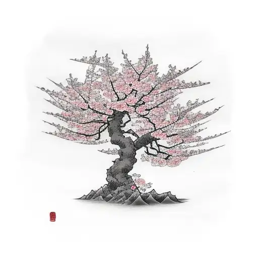 cherry blossom tree tattoo on arm