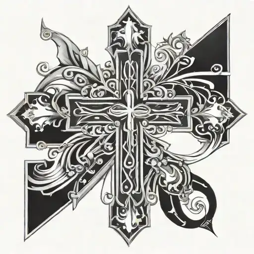 cross and july 24 07 2007 in Roman numerals tattoo design idea