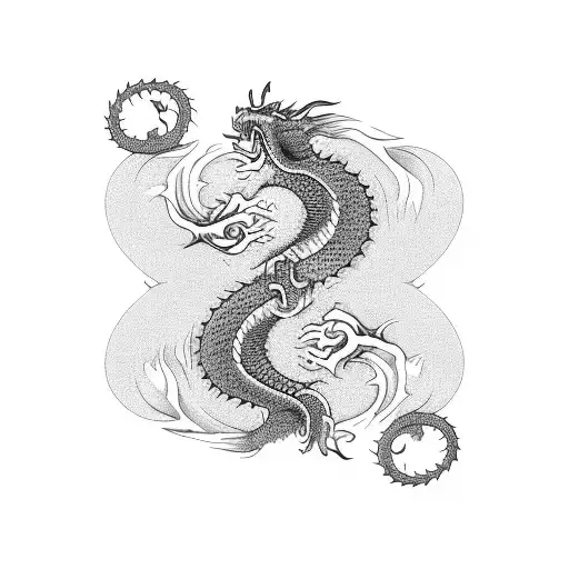 two dragons dancing form a yin yang tattoo design idea