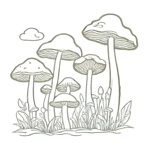 mushroom forest tattoo design idea
