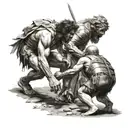 david and goliath facing off before bbattle tattoo design idea