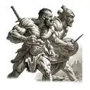 david and goliath facing off before bbattle tattoo design idea