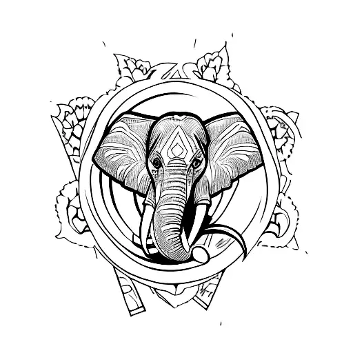 Elephant oneline tattoo design idea