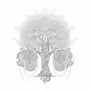 Nataraja pose and Peepal tree  tattoo design idea