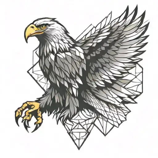 eagle wing on the forearm, geometric style, ending with venom style on the wrist tattoo design idea