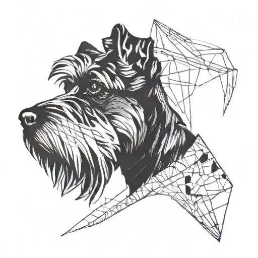 miniature schnauzer half face abstract interpretation of space  tattoo design idea