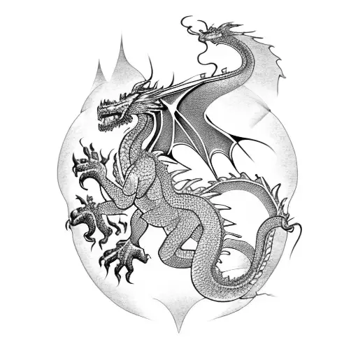 dragon with family tattoo design idea