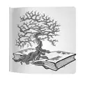 a tree on a book with the statement "knowledge is power" tattoo design idea