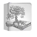 a tree on a book with the statement "knowledge is power" tattoo design idea