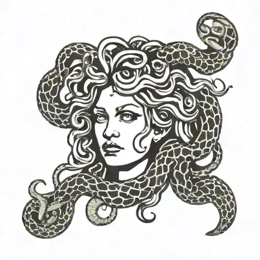 Medusa head with snake hair tattoo design idea