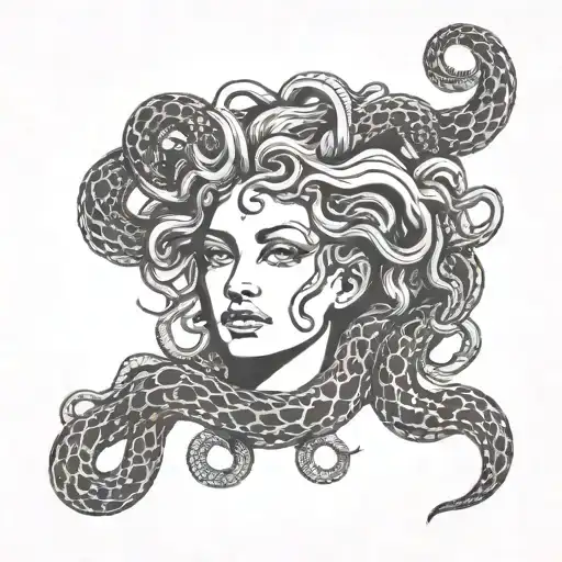 Medusa head with snake hair tattoo design idea