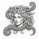 Medusa head with snake hair tattoo design idea