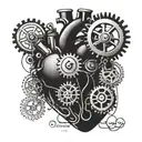 A mechanical heart with gears and pistons, surrounded by the names or birth dates of your grandkids tattoo design idea