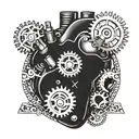 A mechanical heart with gears and pistons, surrounded by the names or birth dates of your grandkids tattoo design idea