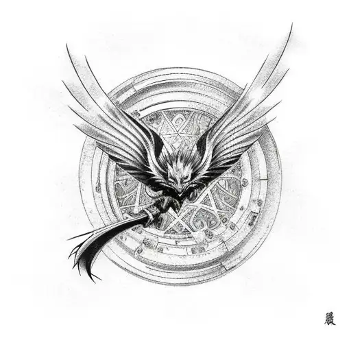 steampunk pheonix with wolverine claws tattoo design idea